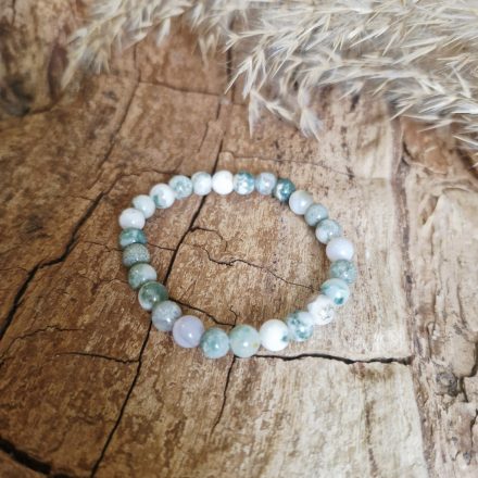 Ásvány karkötő gyerek - achát zöld vegyes