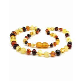   Borostyán babalánc - természetes fogzássegítő - kevert színekben - lekerekített