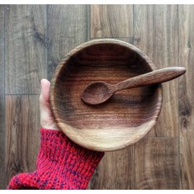 Müzlis szett diófából - müzlis tál kanállal