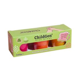   100% természetes gyurma készlet visszazárható tégelyben - sárga, rózsaszín, narancssárga - ChildGen  