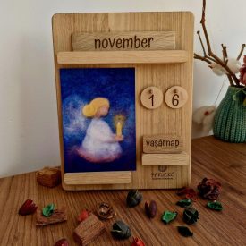   Kézműves fa öröknaptár gyerekeknek gyapjúkép képeslapokkal - Montessori/Waldorf tanulónaptár