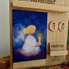 Kézműves fa öröknaptár gyerekeknek gyapjúkép képeslapokkal - Montessori/Waldorf tanulónaptár