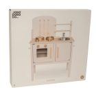 Fa játékkonyha kiegészítőkkel és kréta táblával, krém színű Jabadabado