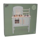 Fa játékkonyha kiegészítőkkel és kréta táblával, olivazöld Jabadabado