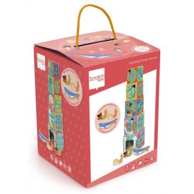 Toronyépítő kocka fa figurákkal, Óceán Scratch Europe