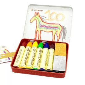   Stockmar 100 szivárvány válogatás 6+2 színű méhviasz ceruza, méhviaszkréta tégla